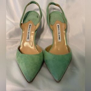 Manolo Blahnik Mint Green Pumps- 37.5 / US 7
